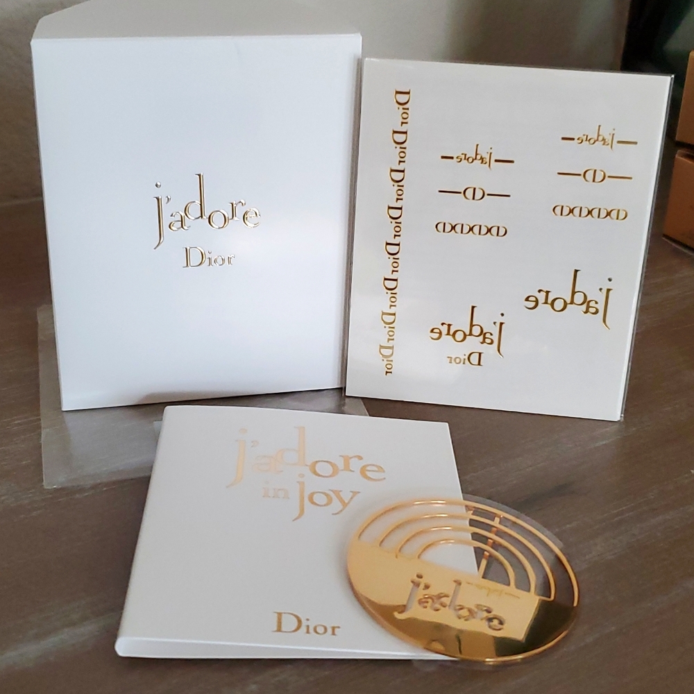 New never used DIOR J'adore bundle Dior badge/ brooch & Dior temporary tattoos